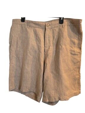 Medda Fella Men's Flat Front Linen-Blend Shorts in Light Tan